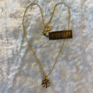 ☘️NWT Carolee Gold Tone Multicolored Crystal Flower Necklace